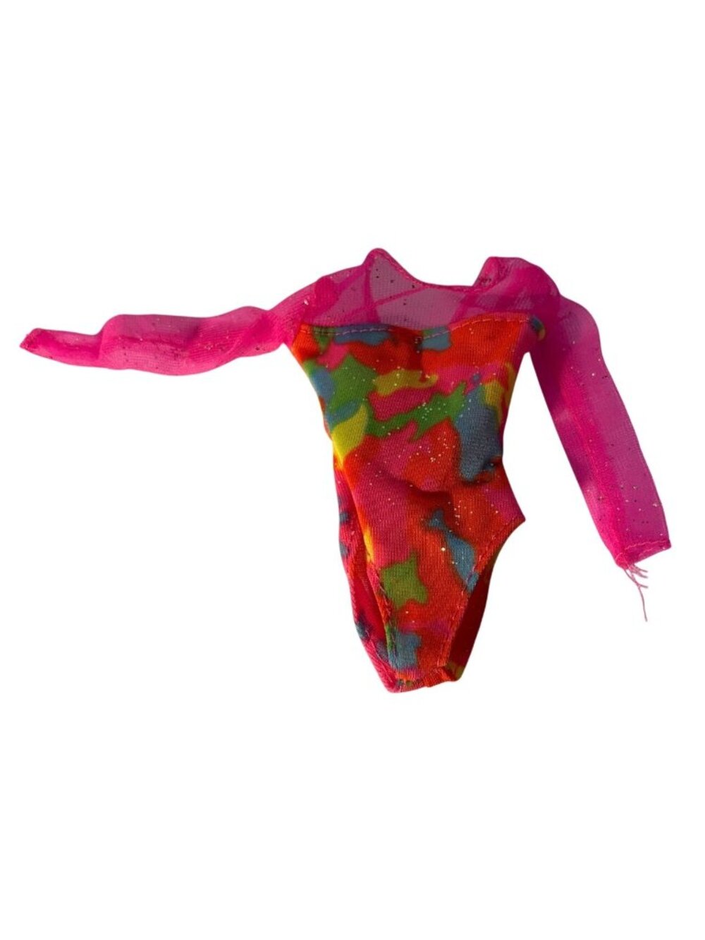 Vintage 1993 Barbie Gymnast Leotard Neon Pink Long Sleeves